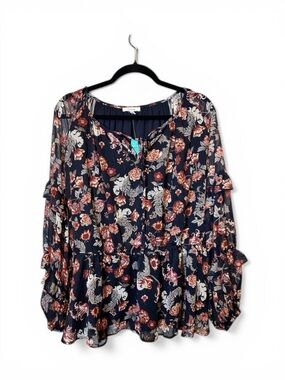 Flowy Lined Boho Maurices NWT Sz 2X Navy Floral Current Season Western Cowgirl